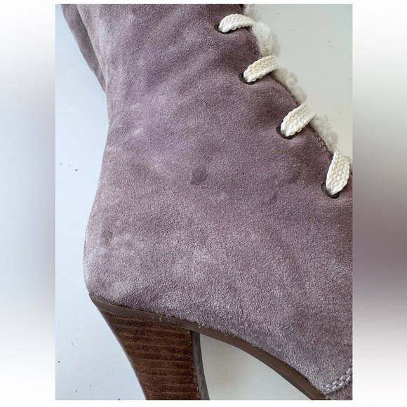 Vintage 90s Y2K Marc Jacobs Castoro Fur Lined Lace up Pink Blush Suede Heel Boot - Picture 7 of 13